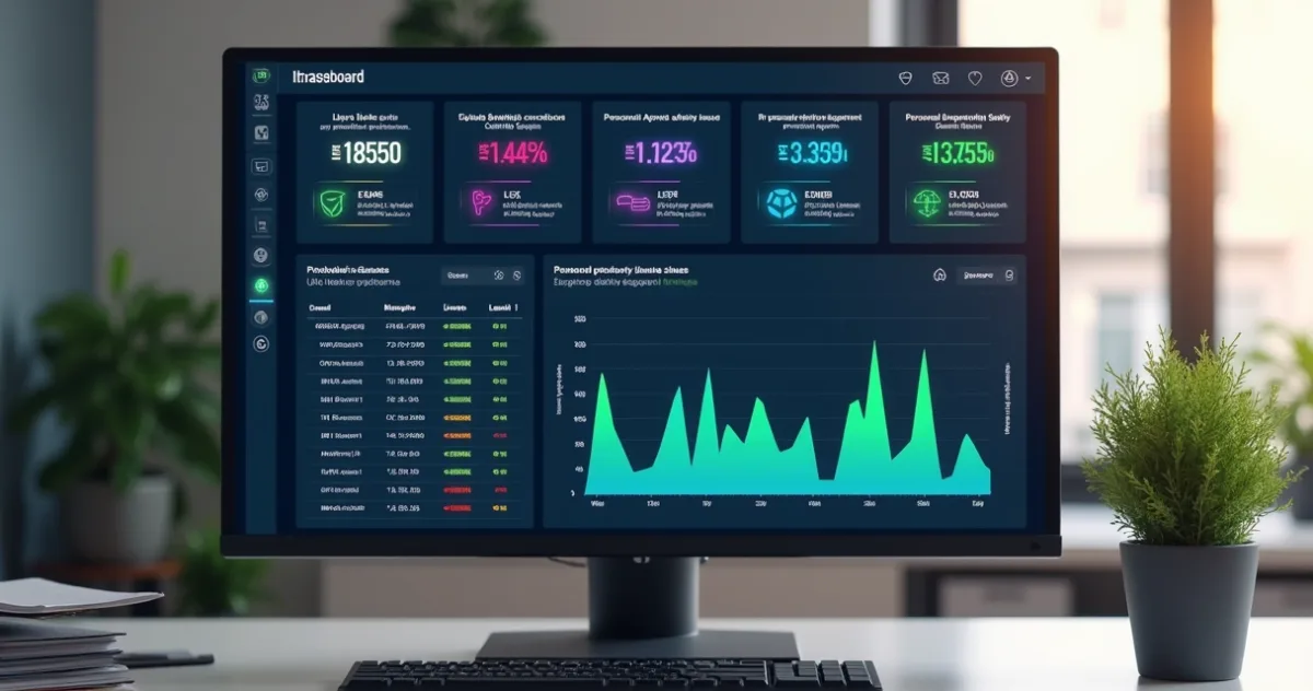 Dashboard digital de controle de EPIs com gráficos e alertas