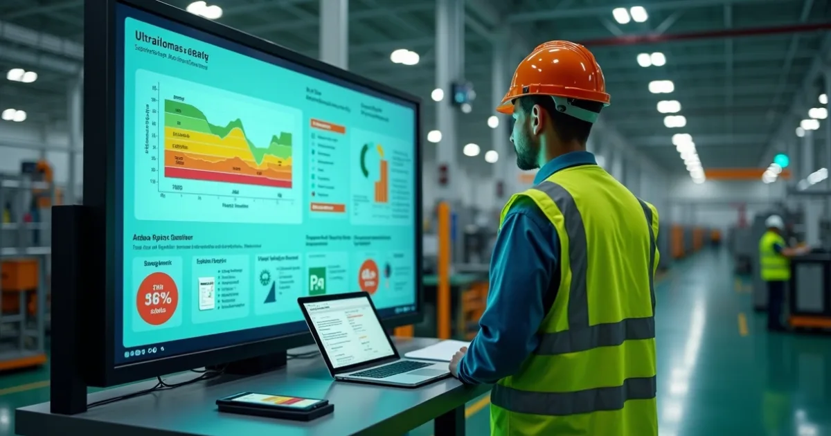 Profissional de segurança do trabalho analisando o inventário de riscos de uma empresa