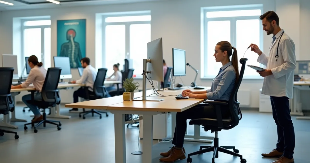 Posto de trabalho administrativo ajustado segundo critérios ergonômicos