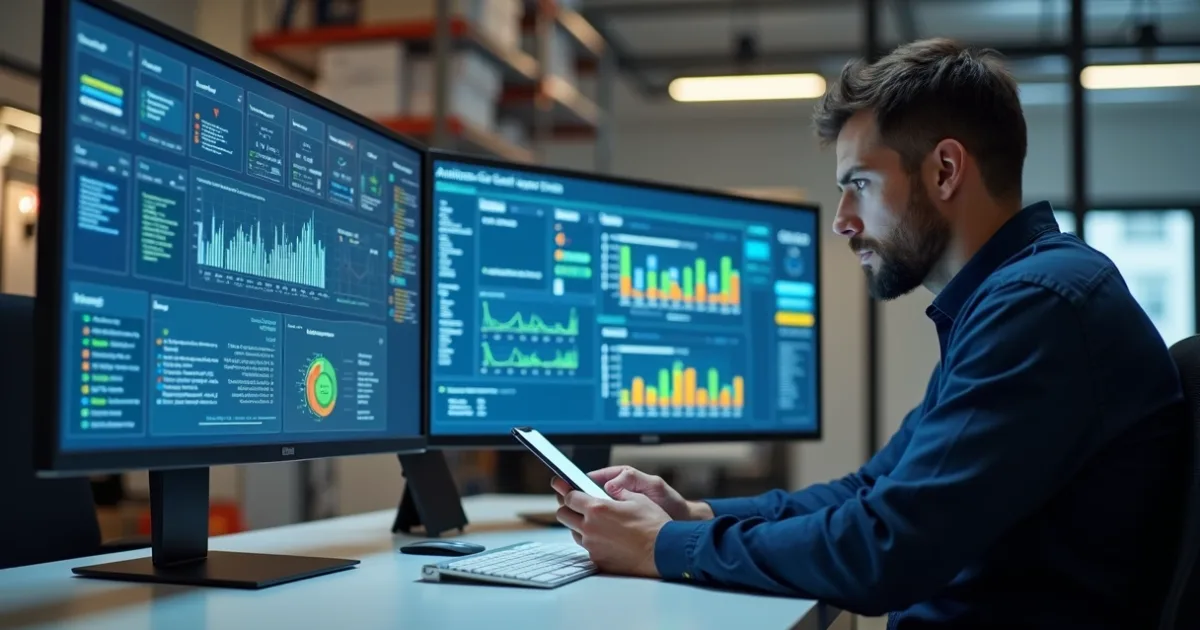 Profissional de segurança do trabalho analisando relatórios consolidados de SST
